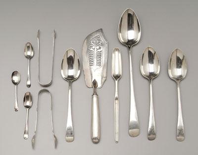 11 pieces English silver flatware: