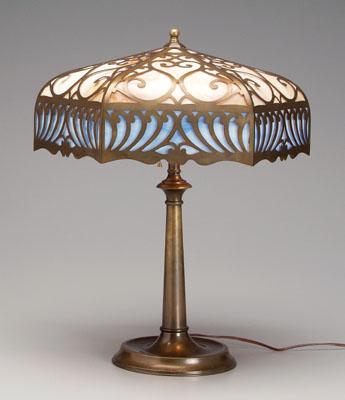 Tiffany style lamp, hexagonal stained