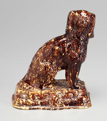 Yellow ware seated spaniel mottled 92e40