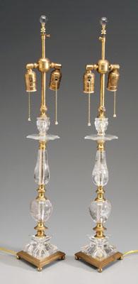 Pair rock crystal lamps: baluster