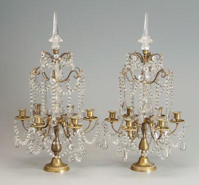 Pair crystal and brass candelabra  92e8b