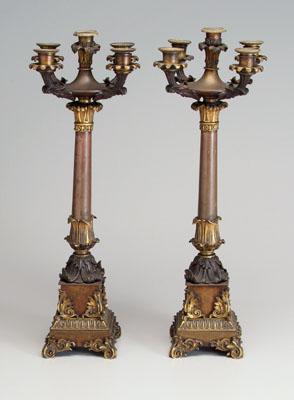 Pair Empire style candelabra: gilt