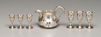 Six Russian silver goblets pitcher  92ee7