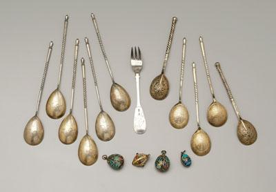 Russian silver flatware, eggs: three