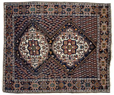 Afshar rug, two central medallions