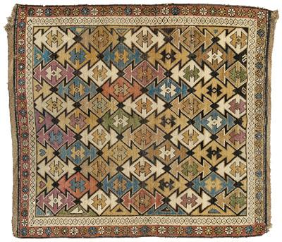 Caucasian rug, rows of multi-colored