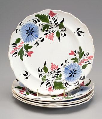 Five Adams plates: hand painted bouquets