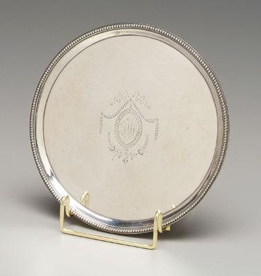 George III English silver salver, round