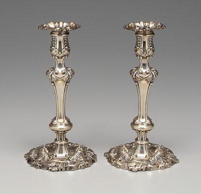 Pair English silver candlesticks: