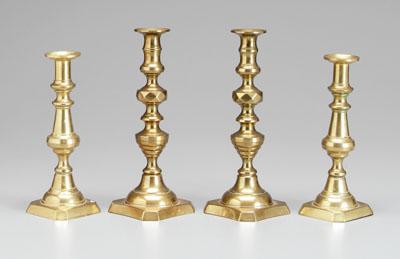 Two pairs brass push up candlesticks  92f2e