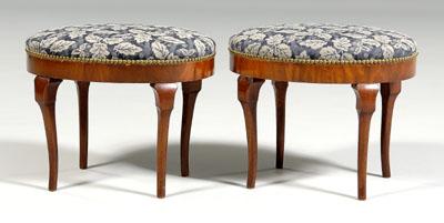 Pair Queen Anne style oval footstools  92f41