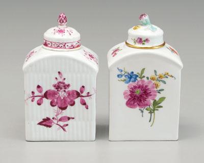 Two Meissen tea canisters, both