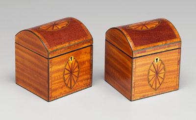 Fine pair inlaid tea boxes satinwood 92f77