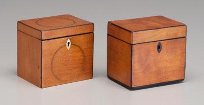Two tea boxes: one with circle