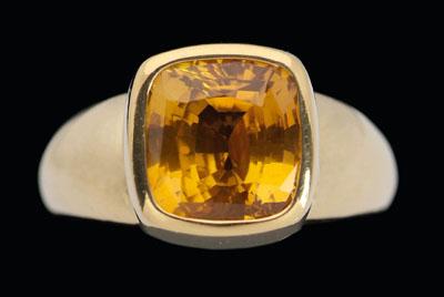 Golden sapphire solitaire ring,