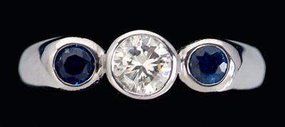 Diamond, sapphire ring, central