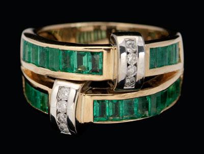 Emerald, diamond ring, interlocking
