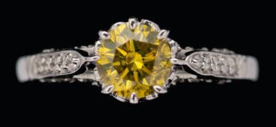 Fancy yellow diamond ring central 92bc4