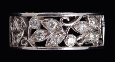 Diamond band, openwork floral decoration