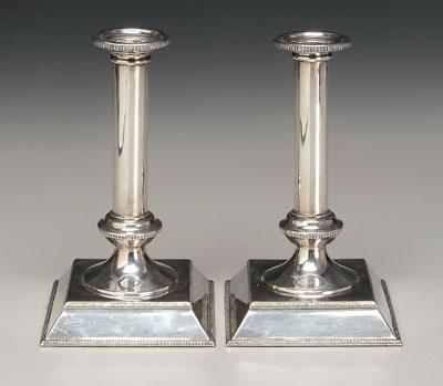 Pair English silver candlesticks: