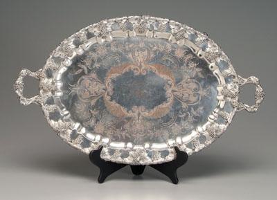 Silver plate two-handled tray,