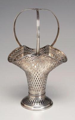 Sterling basket, openwork tri-form,