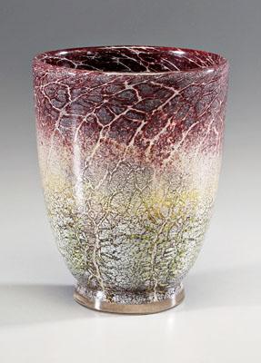 Steuben Cluthra glass vase, mottled