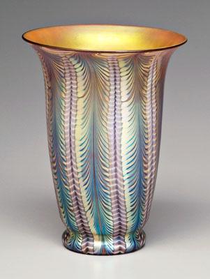 Lundberg art glass vase rows of 92c06