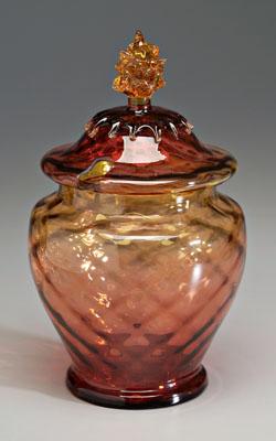 Amberina lidded tureen or syllabub,