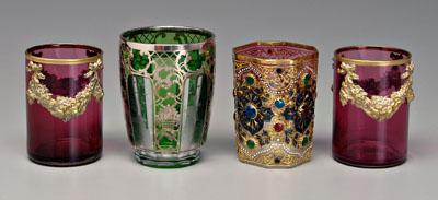 Four ornate glass tumblers pair 92c22