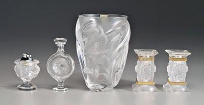 Five pieces modern Lalique glass: