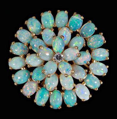 Opal diamond brooch 33 oval cabochon cut 92c3a