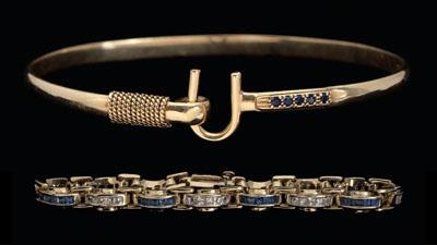 Two 14 kt. yellow gold bracelets:
