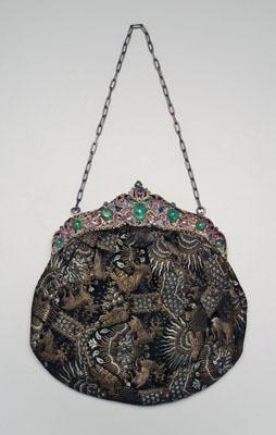 Vintage silk purse with gemstone,