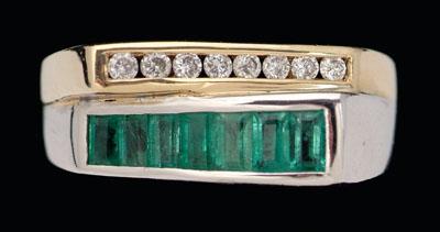 Emerald, diamond ring, seven rectangular