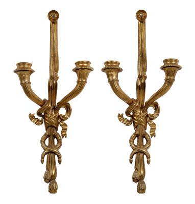 Pair Louis XVI style brass sconces: