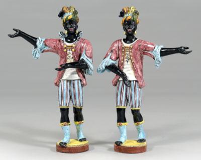 Pair majolica blackamoors: each with