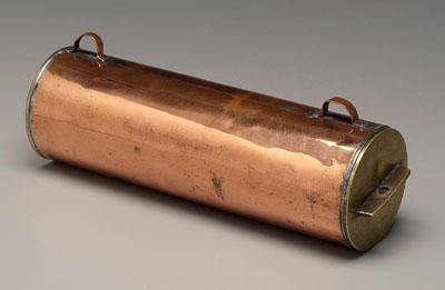 Brass and copper document case, cylindrical,