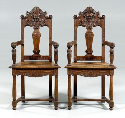 Pair French Gothic style armchairs  92cba