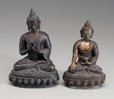 Two bronze Buddhas: each seated