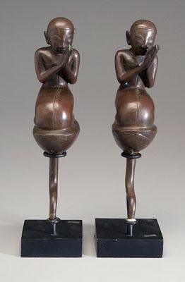 Pair Southeast Asia bronze monks: deep