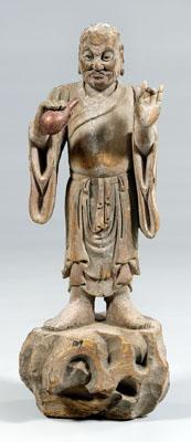 Carved wood Chinese lohan, standing