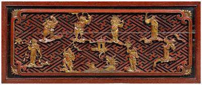 Chinese carved wood panel, red