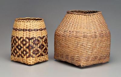 Two Cherokee river cane baskets,