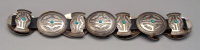 Navajo sterling concho belt, cased