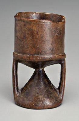 African wooden vessel, cylindrical