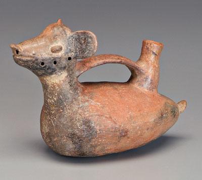 Pre-Columbian whistle pot, shaped