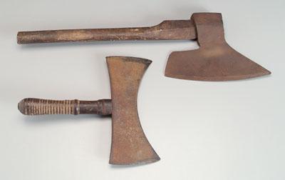 Two antique axes: one double-bladed