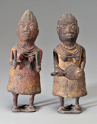 Two African brass female figures: