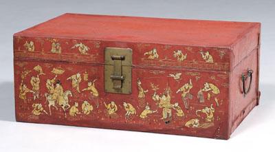 Chinese red leather trunk front 93121